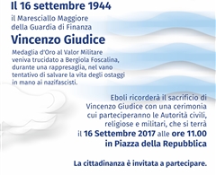 Cerimonia di commemorazione del maresciallo G.d.F. Vincenzo Giudice (M.O.V.M.)