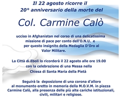 Cerimonia di commemorazione della morte del Col. Carmine Calò M.O.V.M.